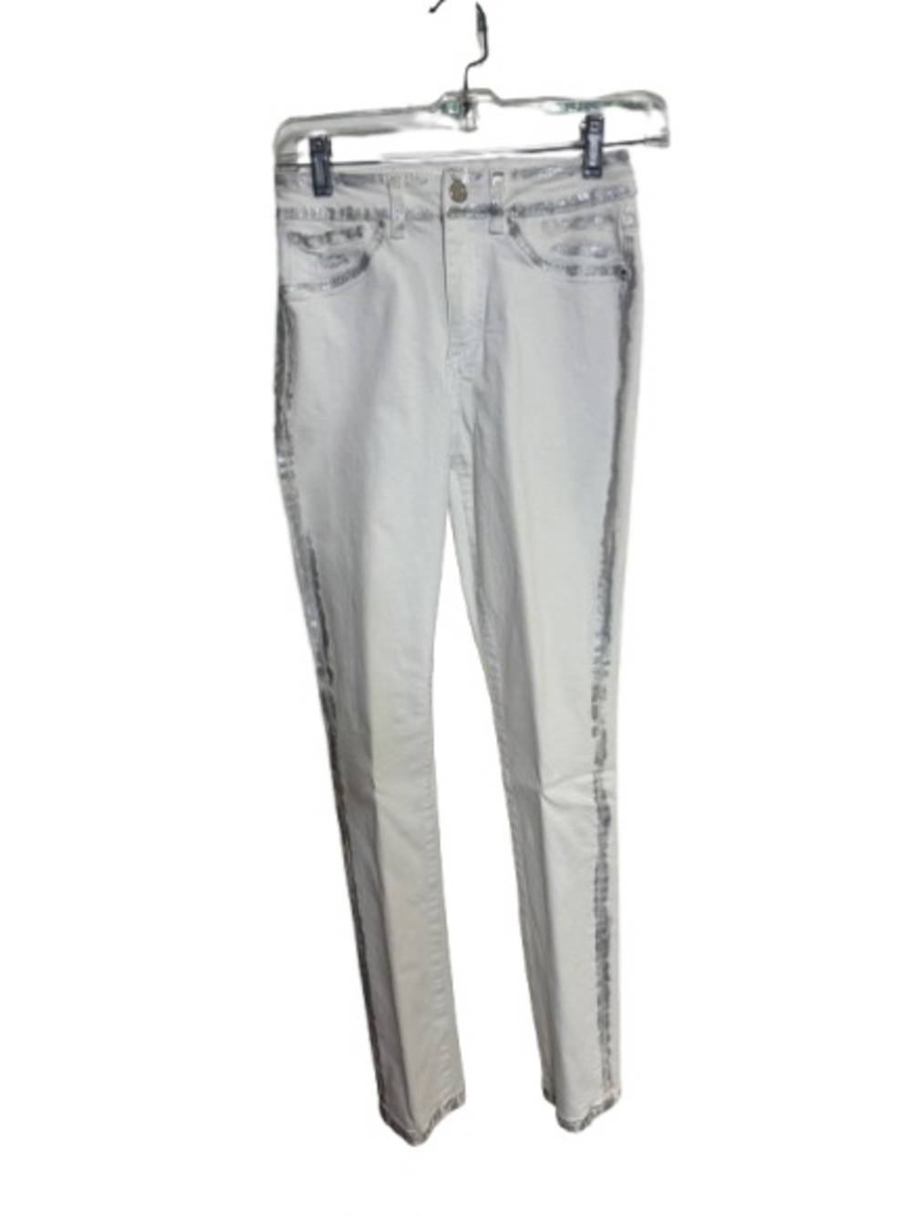 Joseph Ribkoff White Women's Skinny Jeans with Silver Side Trim